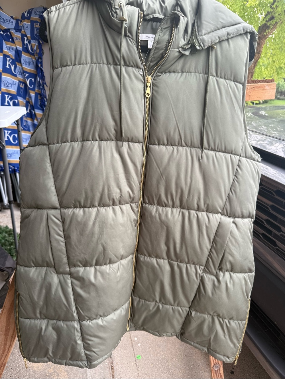 Maurices Olive Green Quilted Hooded Vest